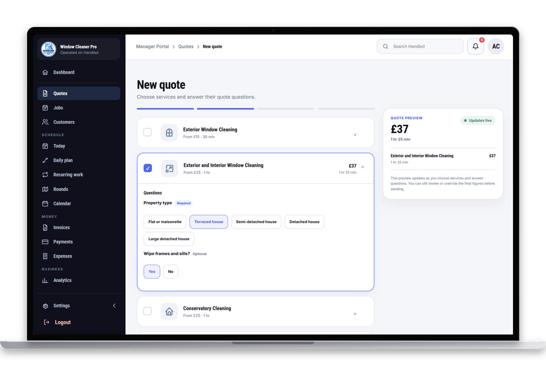 Handled: Services and pricing