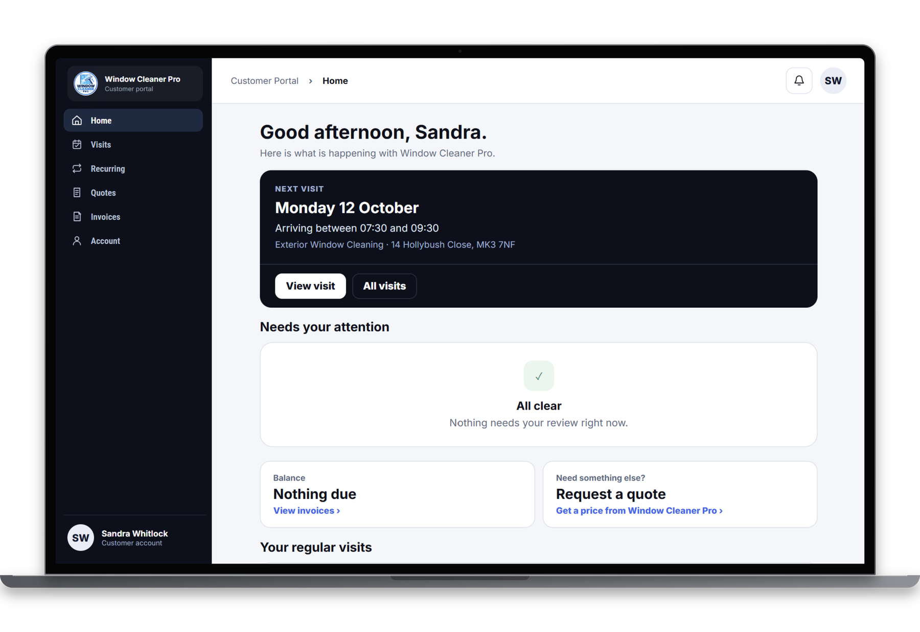 Handled customer portal